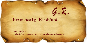 Grünzweig Richárd névjegykártya